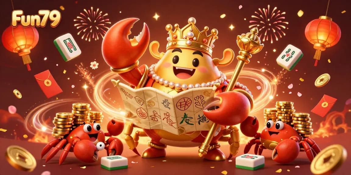 Engage in thrilling Fun79 casino adventures with the majestic golden crab emperor and vibrant gambling elements.