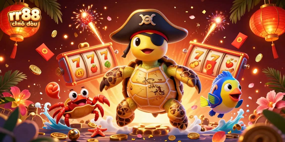 Win jackpots with immersive games at rr88 chính thức featuring a pirate turtle and treasure.