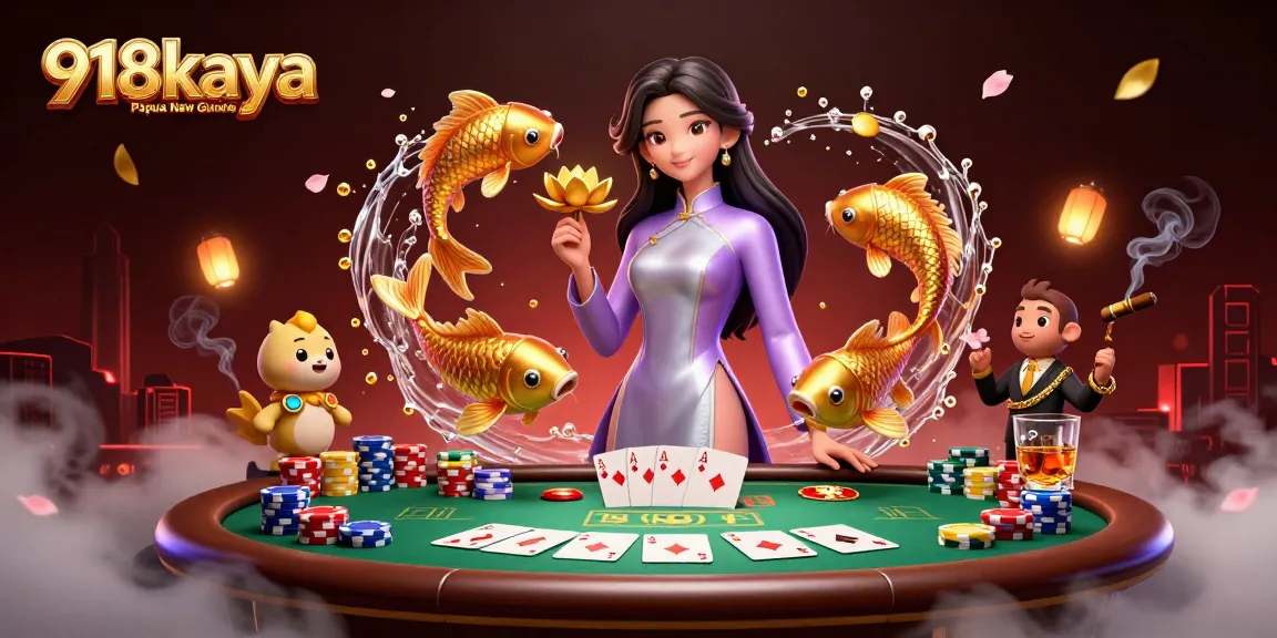 Experience 918kaya Papua New Guinea with engaging casino games illustrated in vibrant detail.