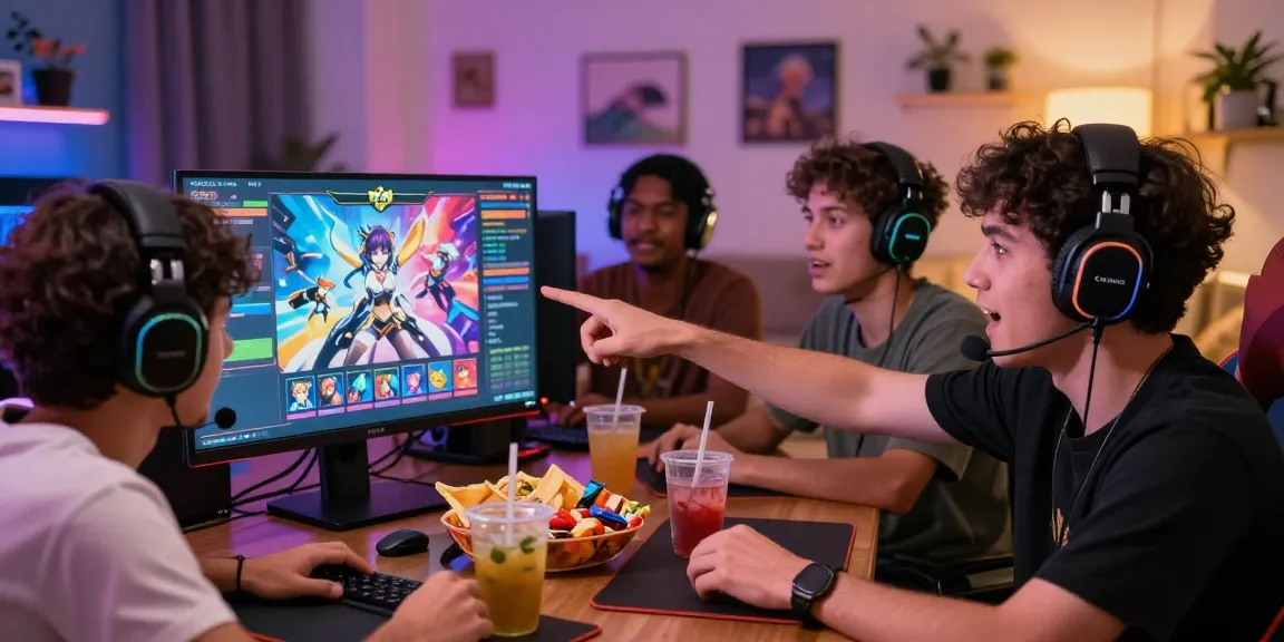 Players engaging in an ecchi game in a lively living room, surrounded by snacks and vibrant lighting.