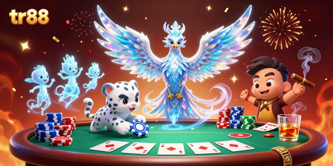 Engage with thrilling gameplay at tr88 with a vibrant poker scene featuring enchanting characters and casino elements.