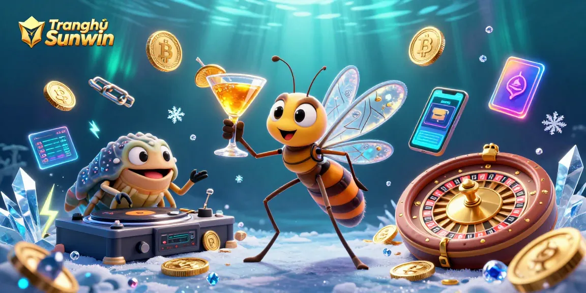 Engage with Trang chủ Sunwin's vibrant casino scene featuring gaming characters and cryptocurrency elements.