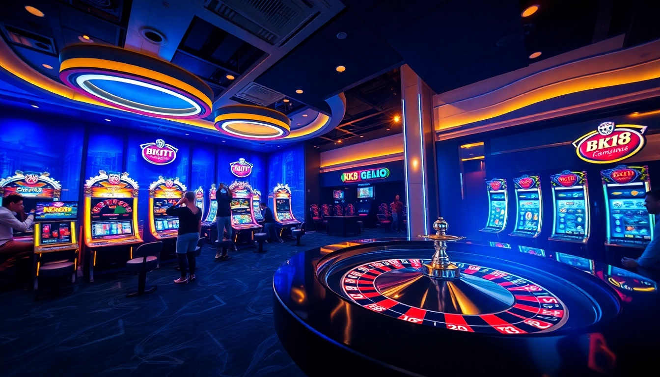 Engaging gaming environment at bk860s.com featuring digital roulette and slot machines in vibrant colors.