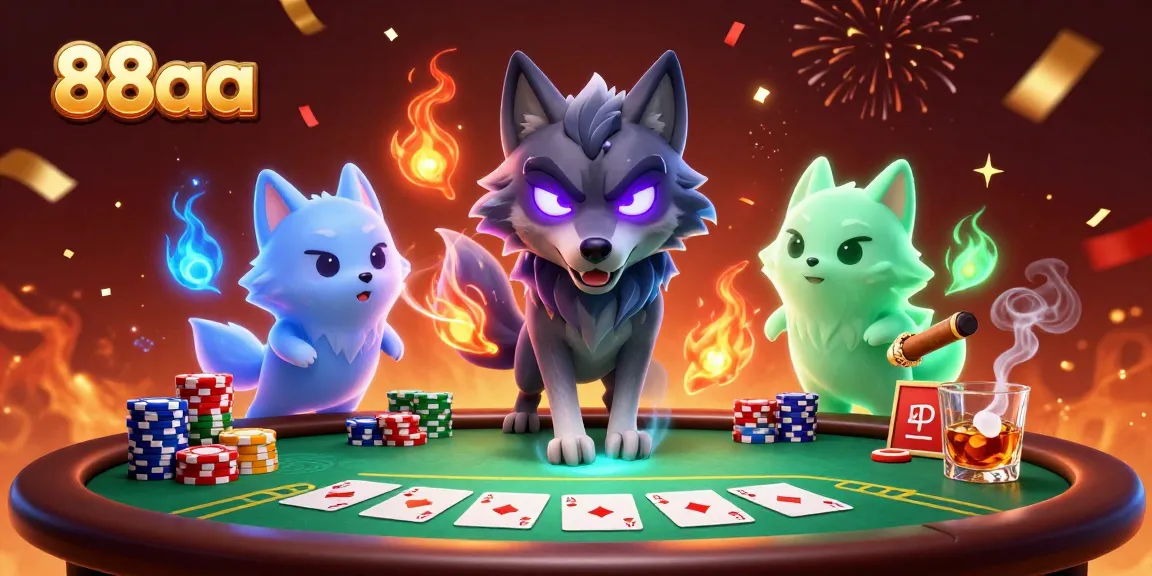 Experience thrilling gameplay at 88aa with our dynamic poker scene featuring ghostly wolves.