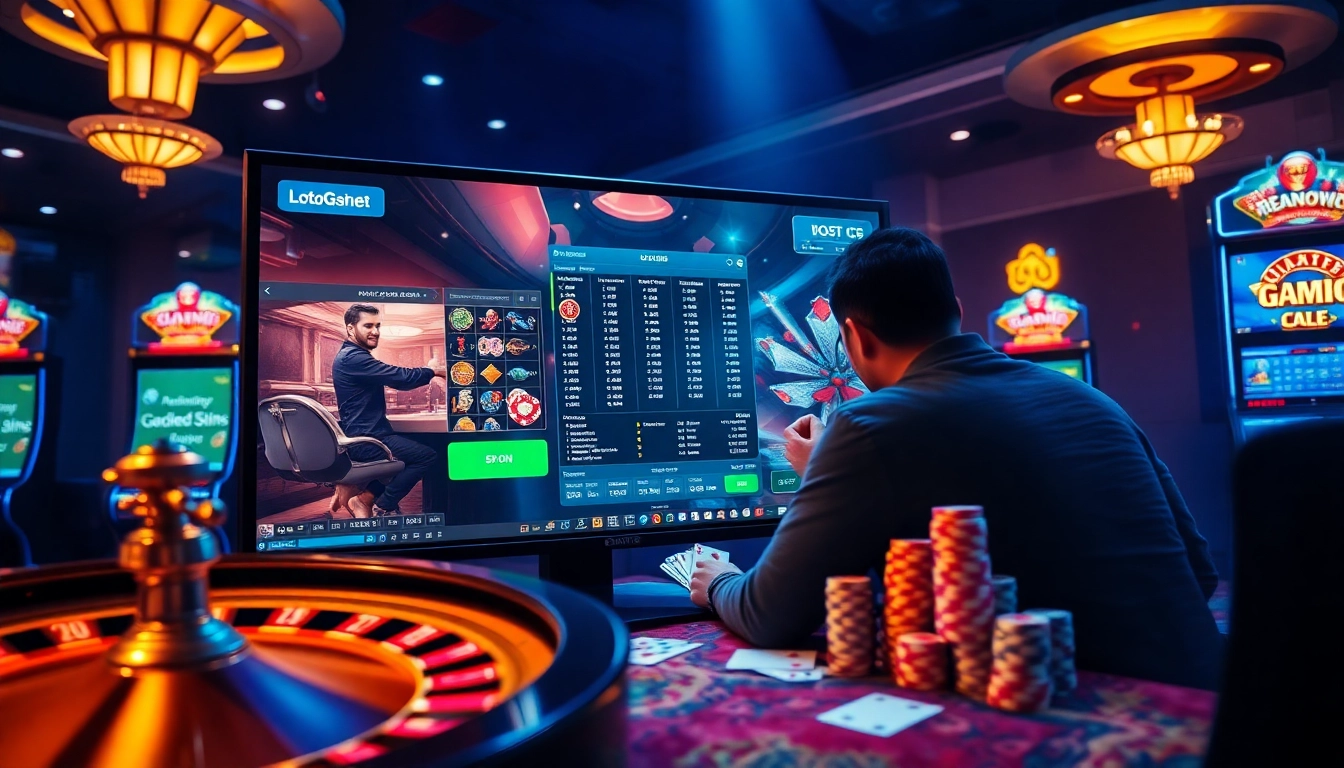 Play exciting casino games at loto188.gb.net with vibrant slot machines and roulette wheels.