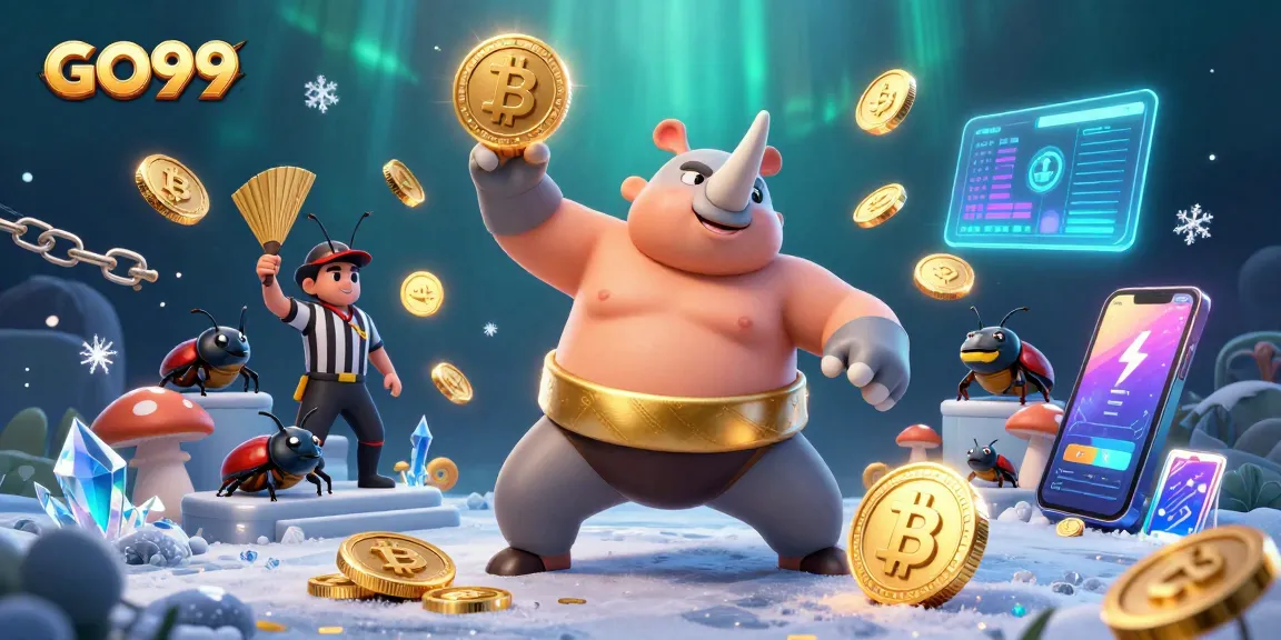 Experience the excitement of GO99 with the vibrant sumo beetle competition and crypto gaming elements.