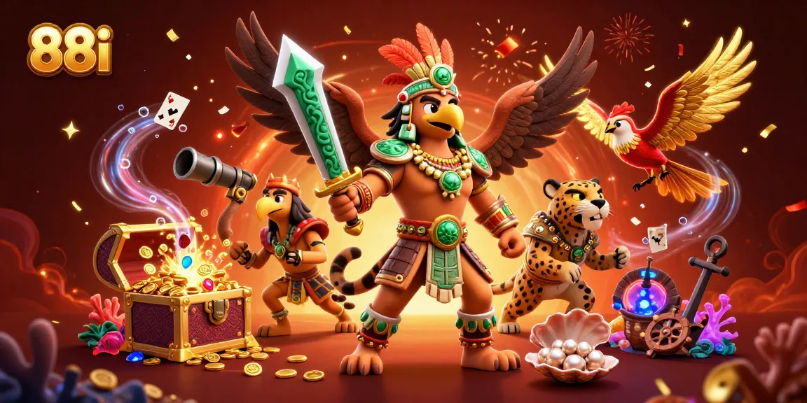 Engage in thrilling gameplay with 88i while exploring vibrant treasures and warriors.