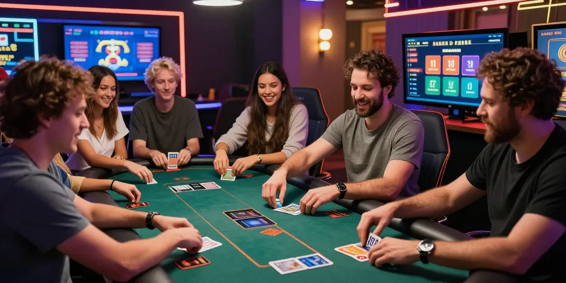 Players enjoying games at a digital casino that accepts credit cards like Visa and Mastercard in a vibrant online setting.