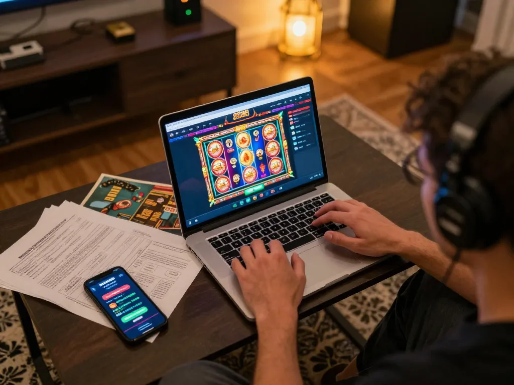Player engaging with the SC88 casino app on laptop, showcasing exciting online gaming experience.