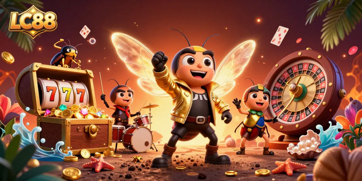 Experience thrilling gameplay at LC88 with radiant characters and exciting casino elements in this vibrant 3D scene.