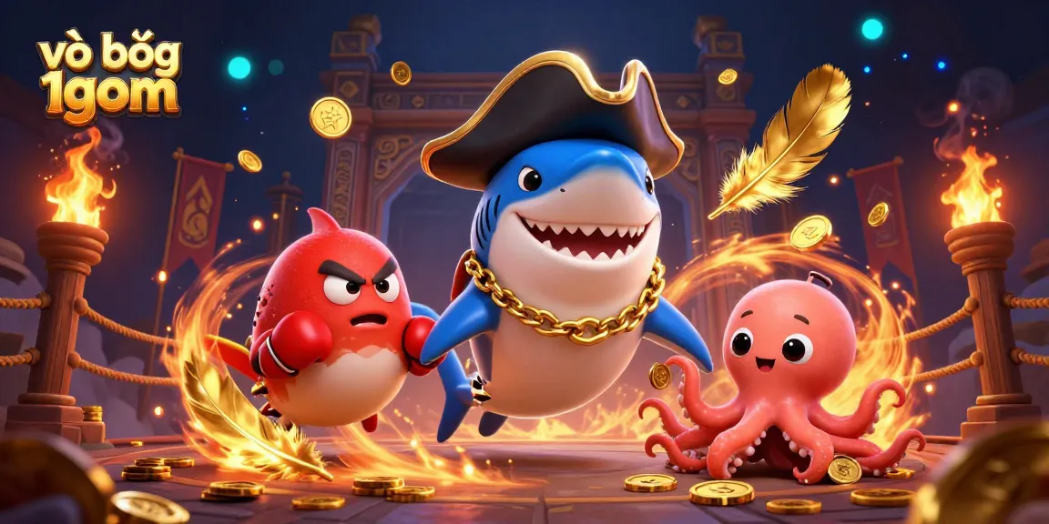 Bet on the adventurous world of vào bóng 1gom, featuring cartoon characters in action with vibrant casino elements.