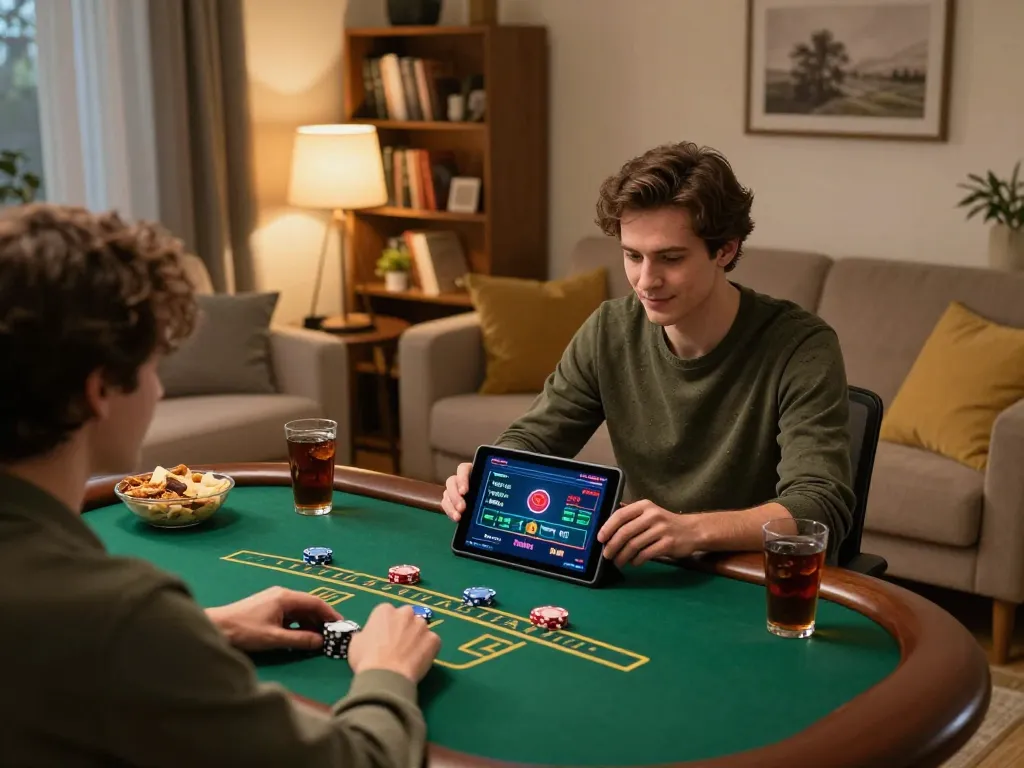 Engaging in live dealer blackjack at home, showcasing the nk88 online gaming experience