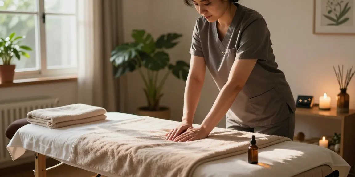대화동출장안마 provided by a therapist in a serene home setting during a massage session.