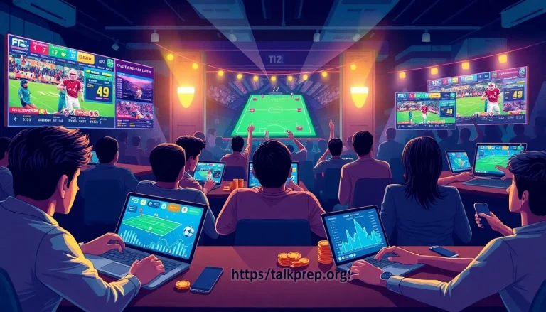 Interactive sports betting scene reflecting excitement at https://talkprep.org/ showcasing gamers in action.