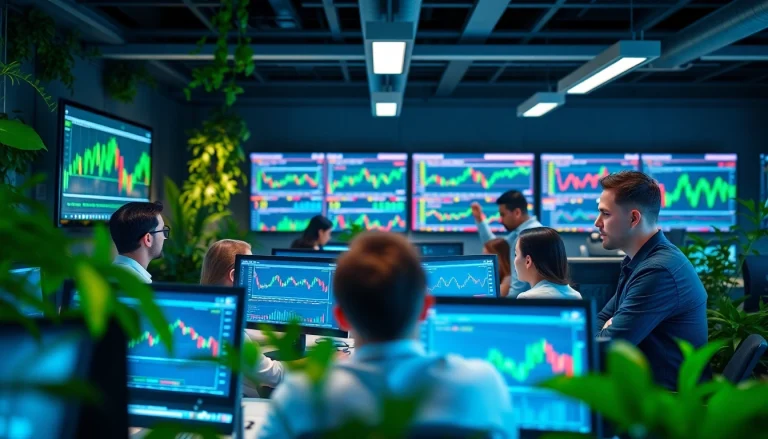 Sway markets displayed through traders analyzing engaging charts in a modern workspace.
