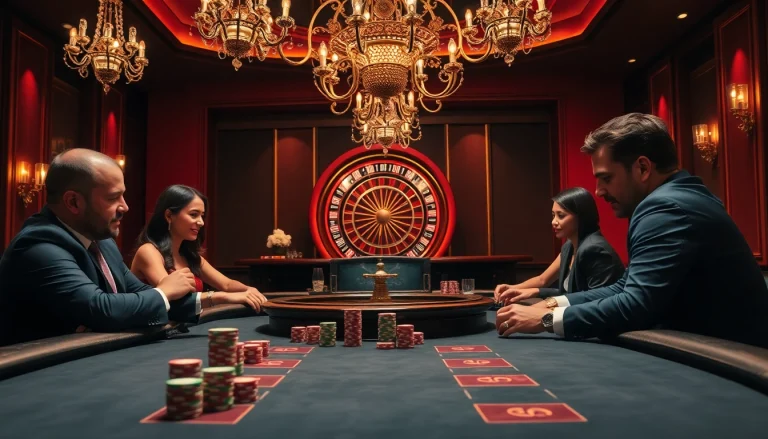 Players at a high-stakes poker table showcasing strategy and excitement at https://king88b.us.com/ casino.