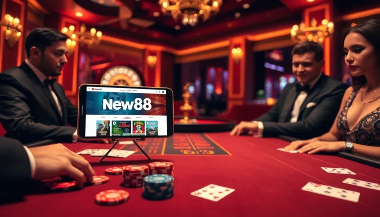 Experience the excitement at https://vnew88.vip/ with professional poker players at a luxurious table.