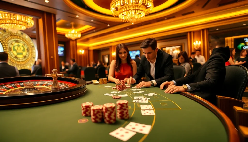 Engaging casino scene illustrating 소액결제 integration at a poker table.