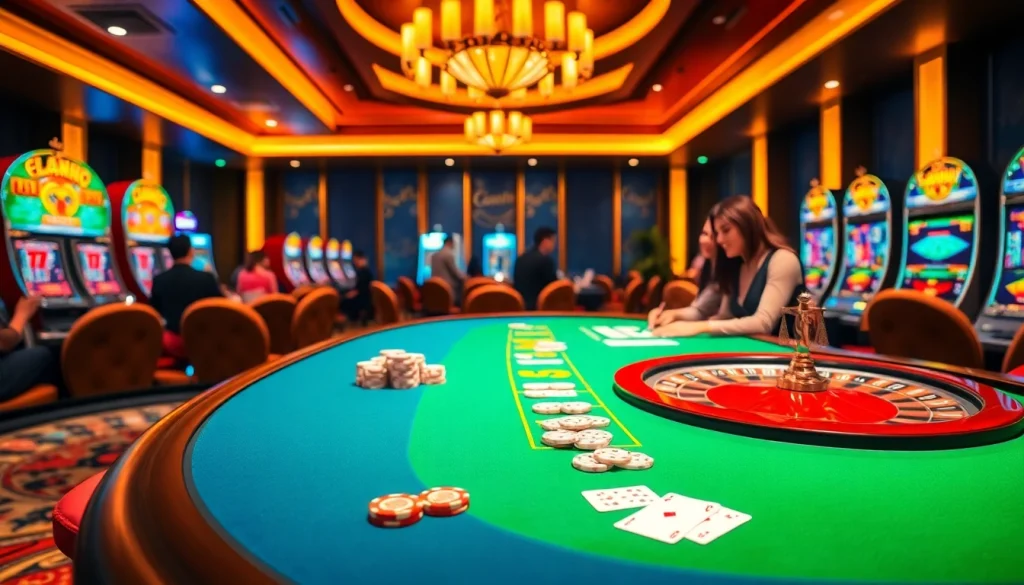 Engaging scene featuring players at a casino table representing the F168 Link excitement of online gambling.