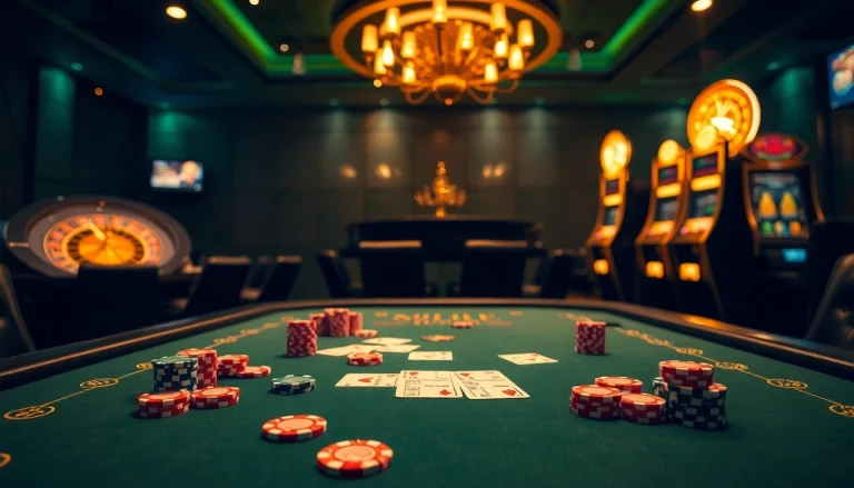 Experience thrilling gambling action at https://mm88.forex/ with vibrant poker tables and slot machines.