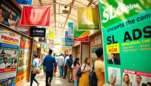 Dynamic scene of SL Ads in Sri Lanka showcasing colorful personal and spa advertising.