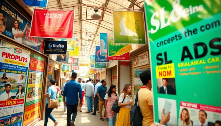 Dynamic scene of SL Ads in Sri Lanka showcasing colorful personal and spa advertising.