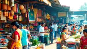 Lanka Add vibrant marketplace scene in Sri Lanka showcasing community engagement and local products.