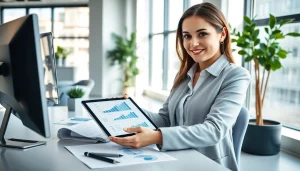 Księgowość dla firmy budowlanej, profesjonalny księgowy analizujący raporty finansowe w nowoczesnym biurze.