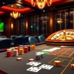 Experience exciting gameplay at https://f168.studio/ with engaging baccarat and roulette tables surrounded by vibrant casino elements.
