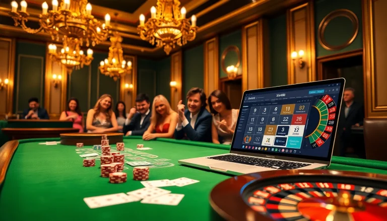 Engage in thrilling gameplay at dom88.us.com with an elegant casino setting, featuring poker chips and cards.
