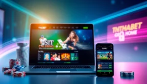 Interactive gaming displays on thabethome com showcasing sports betting, slots, and casino games in a secure environment.