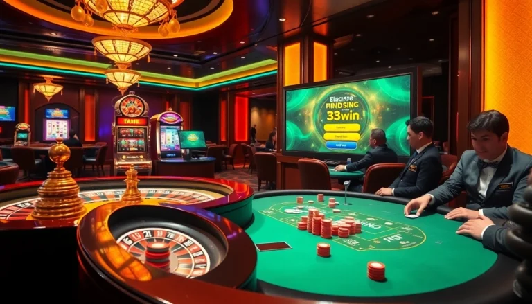 Engage in the excitement of đăng nhập 33win at luxury casino tables with vibrant slot machines and dazzling roulette wheels.