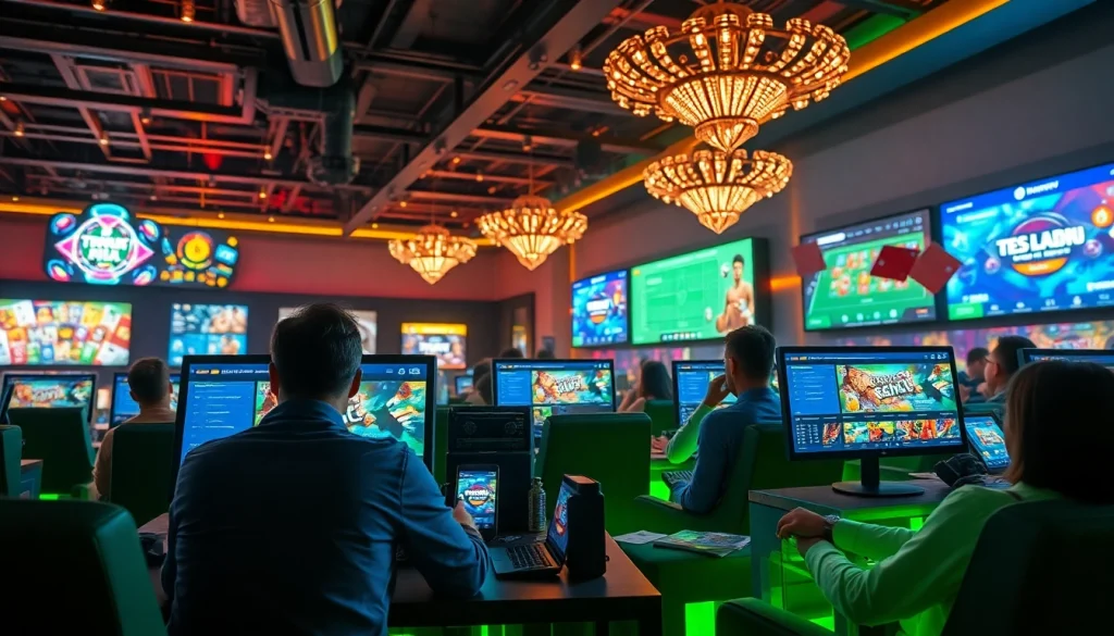 Engaging online betting scene featuring tk88win.live with vibrant casino games and sports betting.