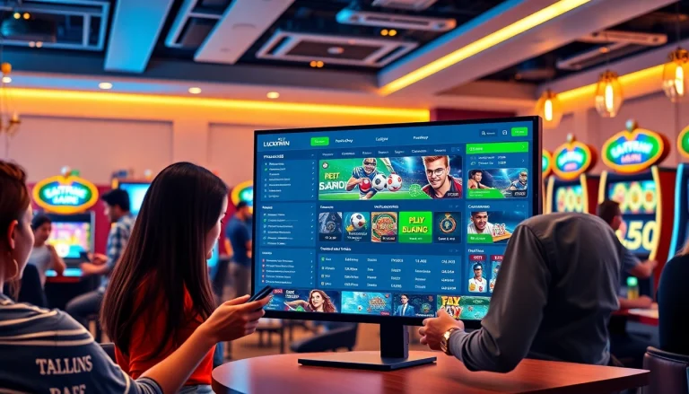 Engaging online betting scene illustrating luck8win.live's user-friendly platform with diverse users.