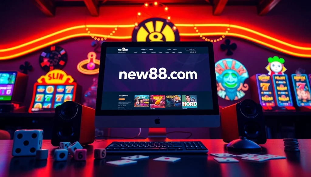 Engaging gaming setup showcasing new88pm.com, emphasizing vibrant online betting experience for users.