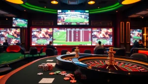 Engaging football betting action at bóng đá sv88 showcasing excitement and casino atmosphere.