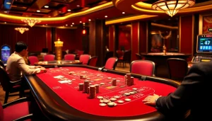 68WIN casino scene featuring poker games and vibrant betting action, highlighting excitement and professionalism.