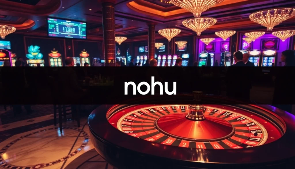 Nohu players engaging in a thrilling roulette game at a luxurious casino.
