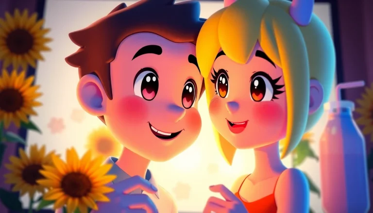 AI NSFW character chat showcasing playful interaction with vibrant colors and emotional depth.